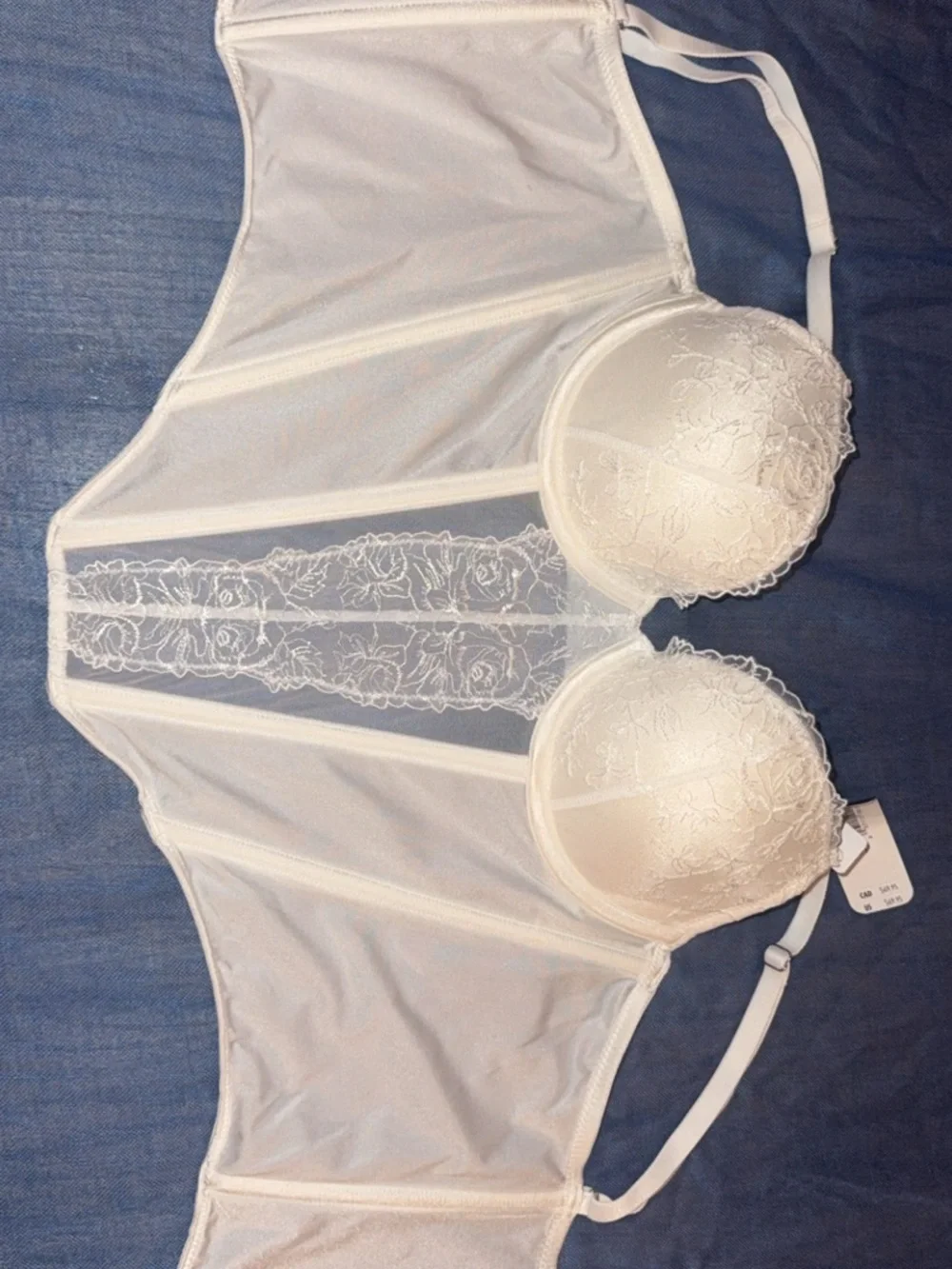 White Lace Longline Push-Up corset Bra - Women Intimates - Picture 1 of 2